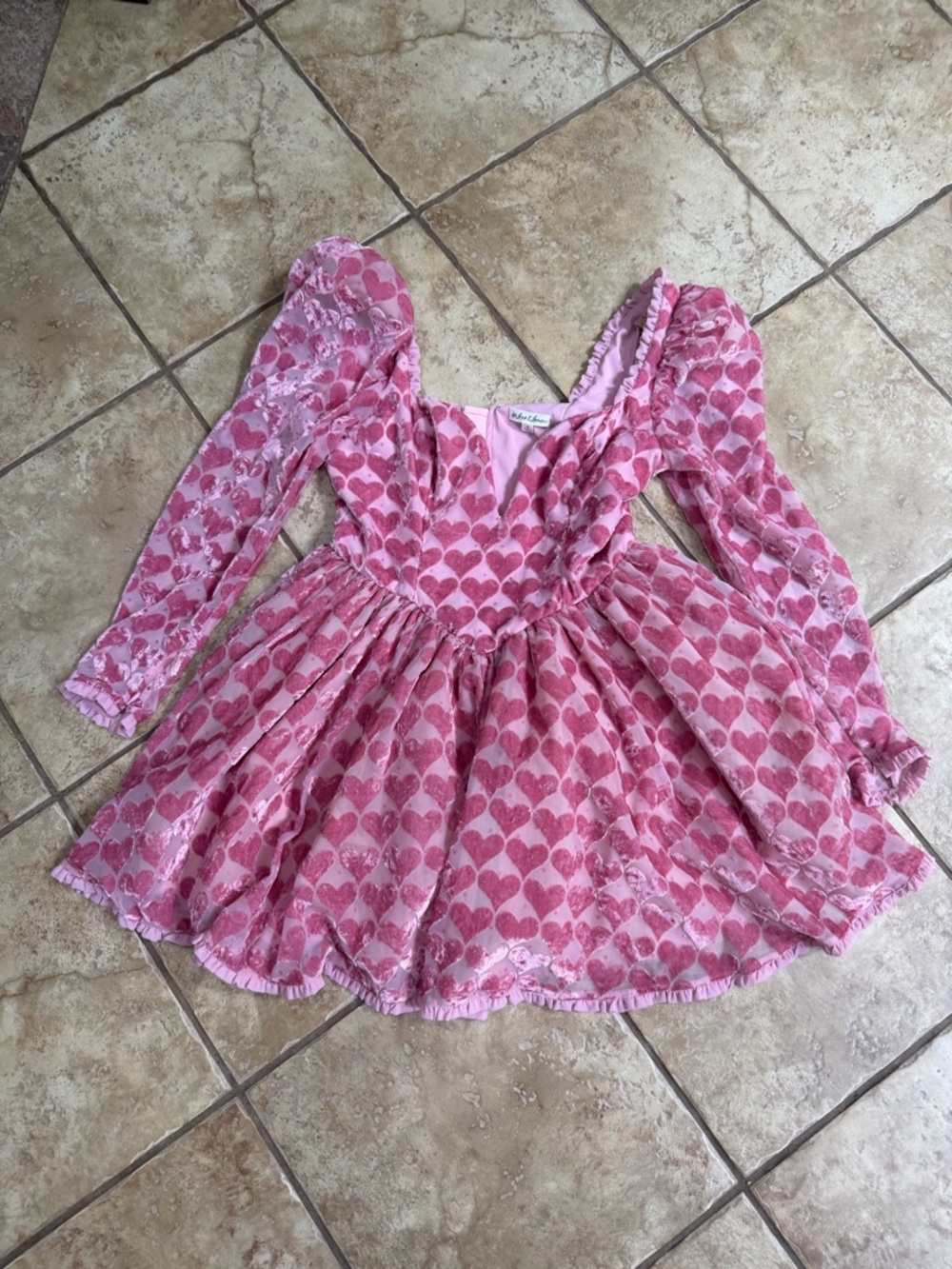 FLAL For Love & Lemons Babydoll Dress Burnout Pink Velvet M Fairycore Balletcore
